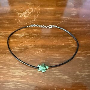 Turtle Charm Black Cord Choker